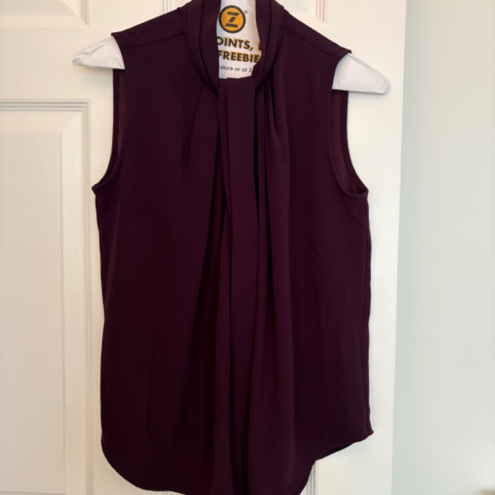Ann Taylor Pleated Shell, Plum, XS